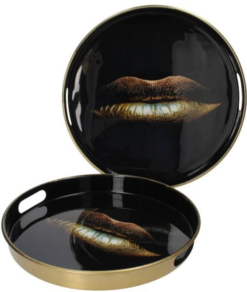 Serving Tray Gold Lips